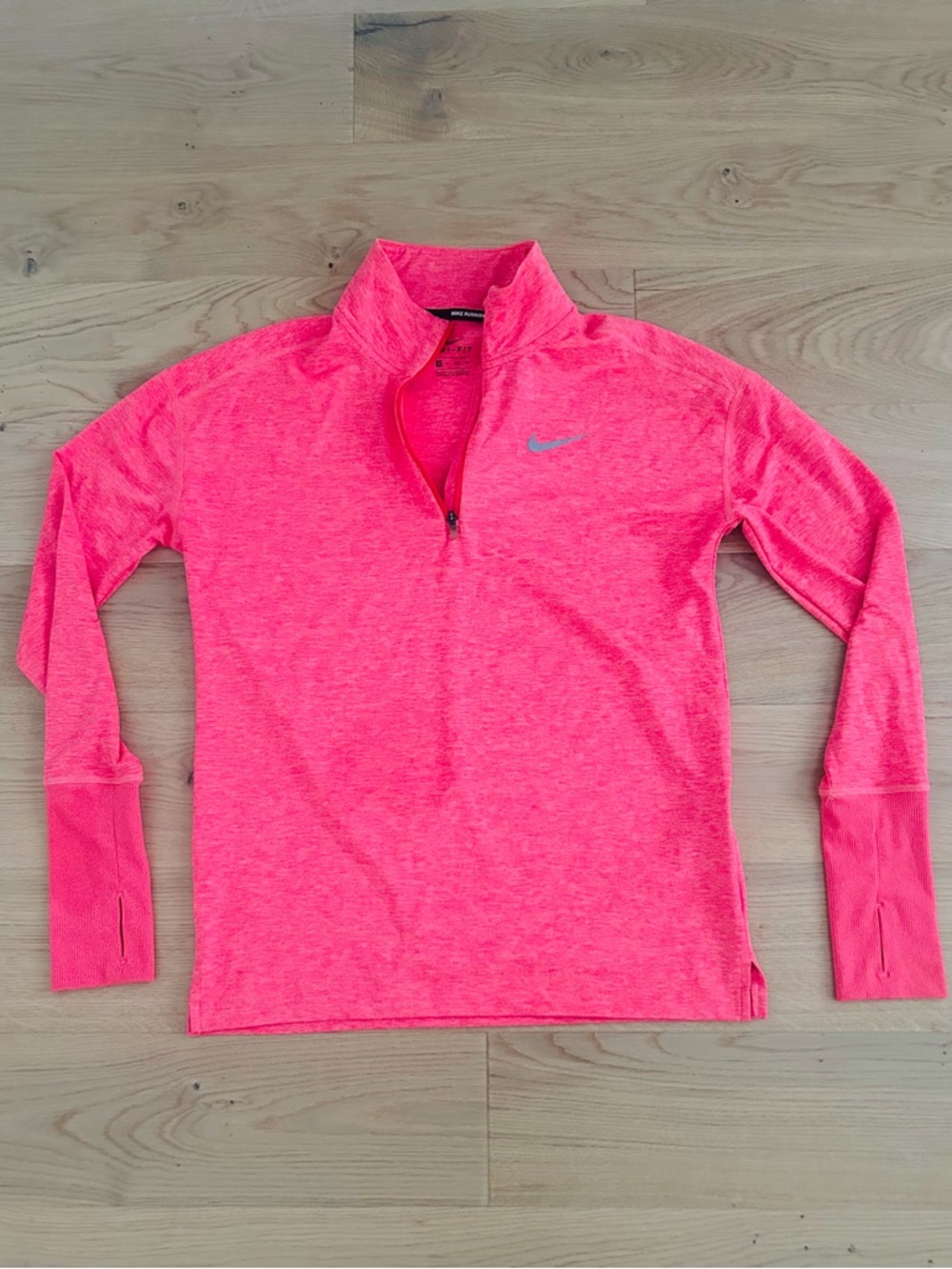 Nike, Women's Pink Quarter-Zip Performance  Dri-FIT Long Sleeve Shirt, Size XS